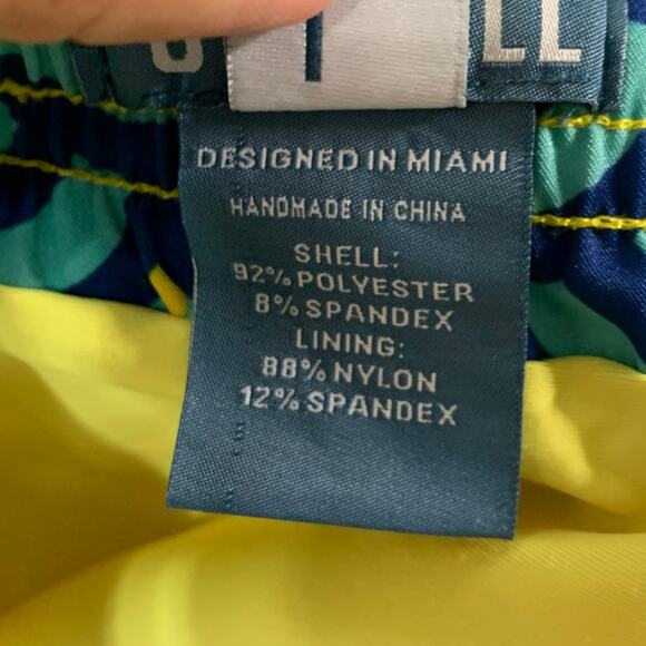 Capelle Clouds L Mens Mid Length Hybrid Short Collins Swim  Blue Yellow - Picture 10 of 10